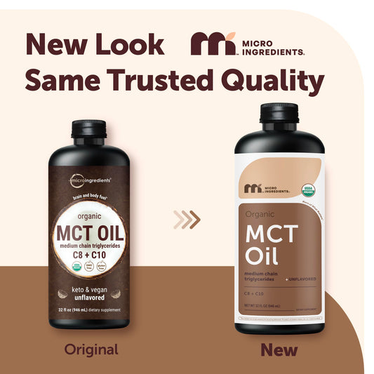 Micro Ingredients etiqueta en primer plano destacando C8 y C10 y certificación