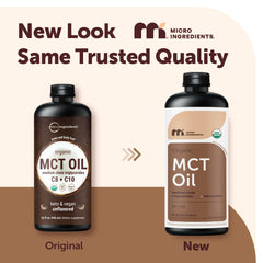 Micro Ingredients etiqueta en primer plano destacando C8 y C10 y certificación