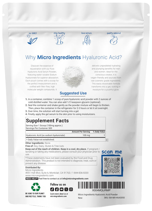 Micro Ingredients polvo con cuchara medidora para dosis consistentes.