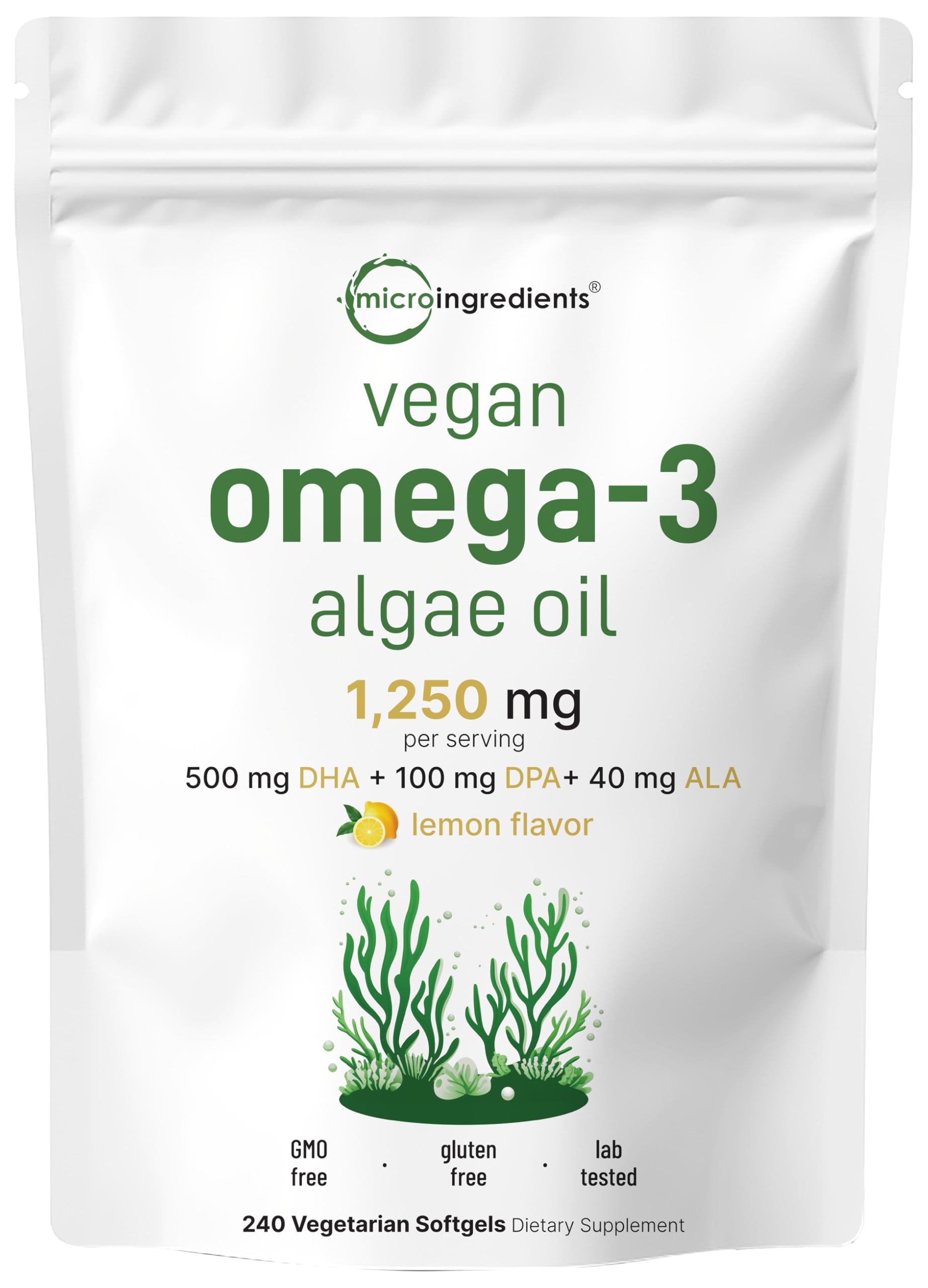 Micro Ingredients envase frontal mostrando 240 cápsulas y beneficio vegano