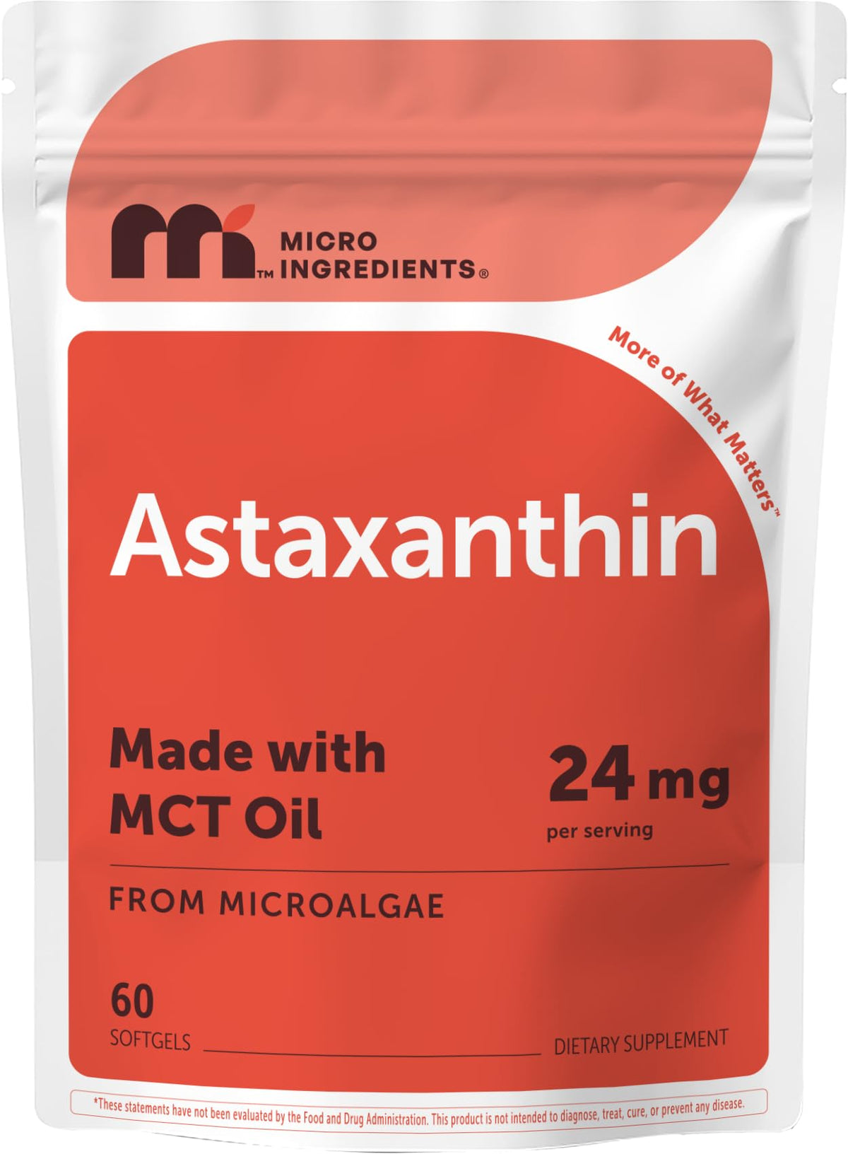 Micro Ingredients frasco frontal mostrando 60 softgels para uso diario y conveniencia