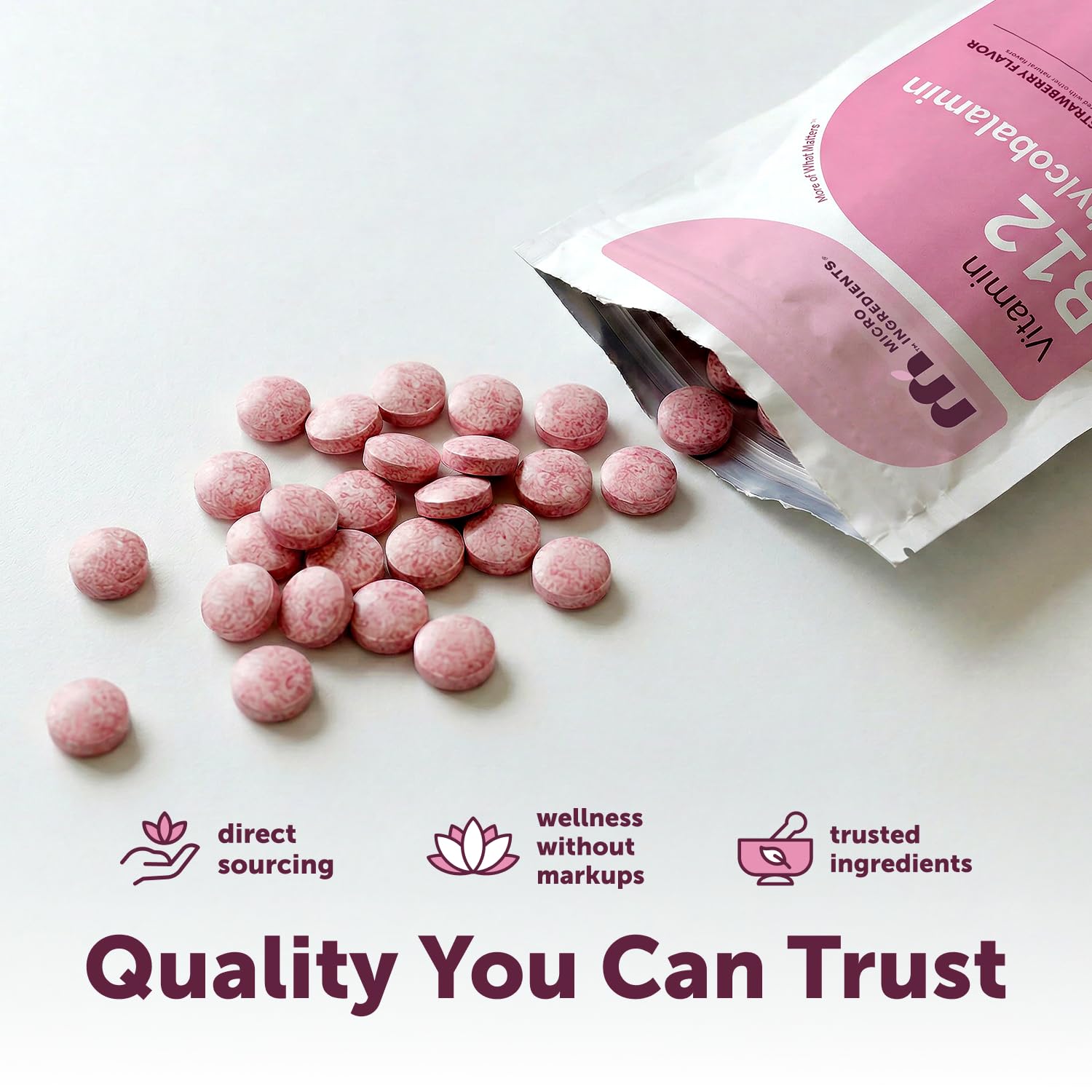 Micro Ingredients etiqueta nutricional y lista de ingredientes mostrando metilcobalamina y pureza