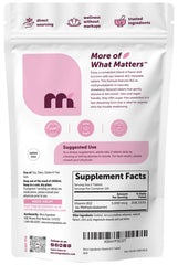 Micro Ingredients envase abierto con tabletas visibles indicando cantidad por pouch y almacenamiento