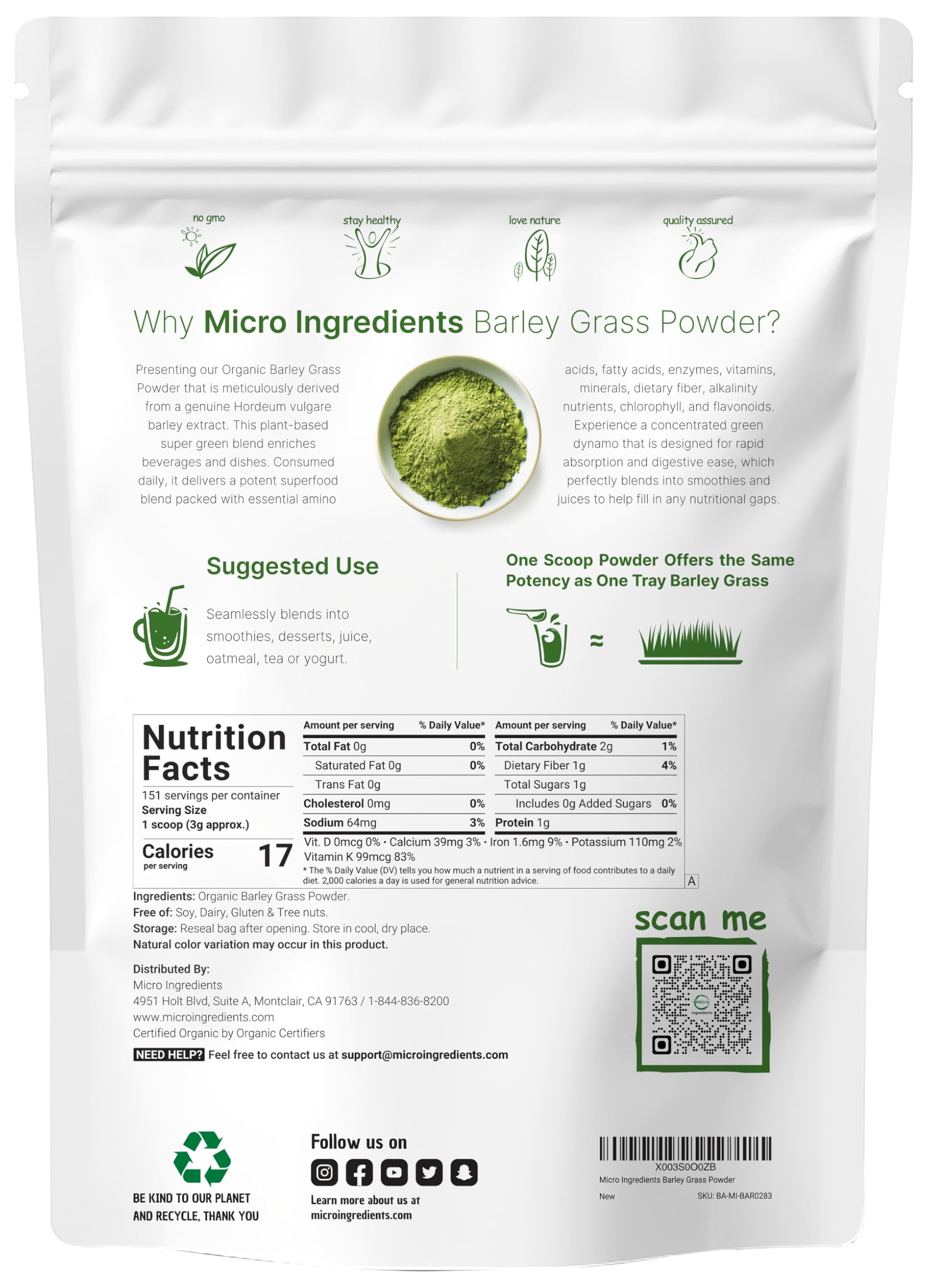Micro Ingredients primer plano de la textura fina del polvo destacando fácil disolución