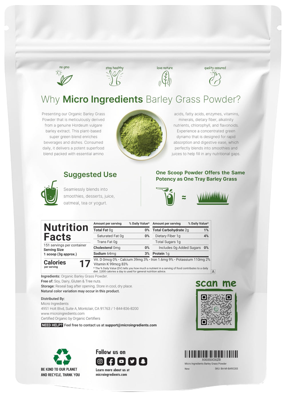 Micro Ingredients primer plano de la textura fina del polvo destacando fácil disolución