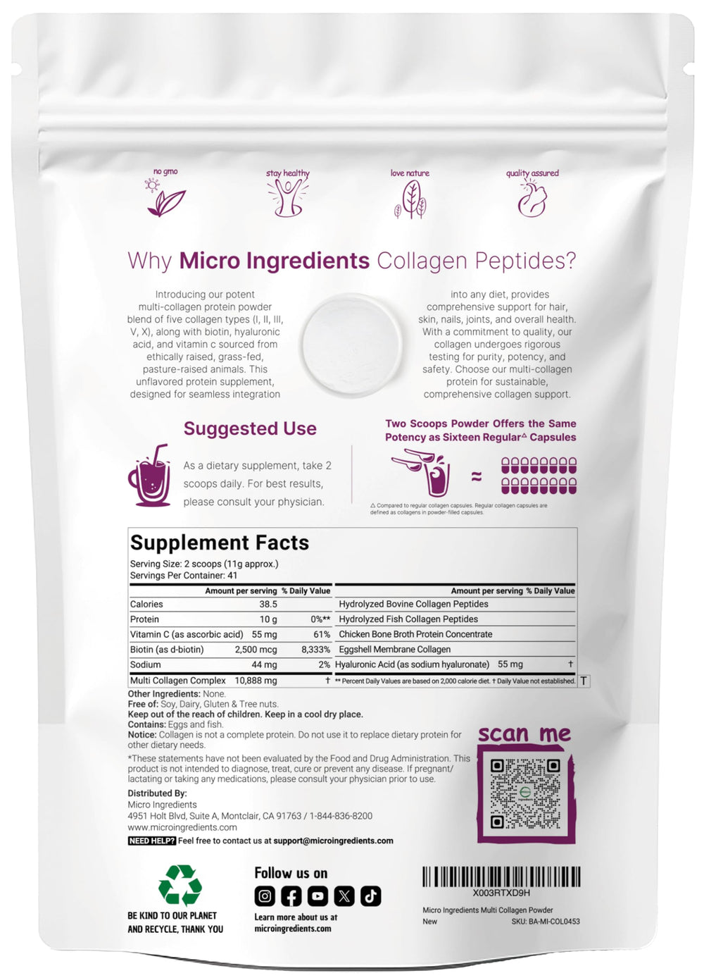 Micro Ingredients batido con colágeno preparado para consumo rápido y práctico