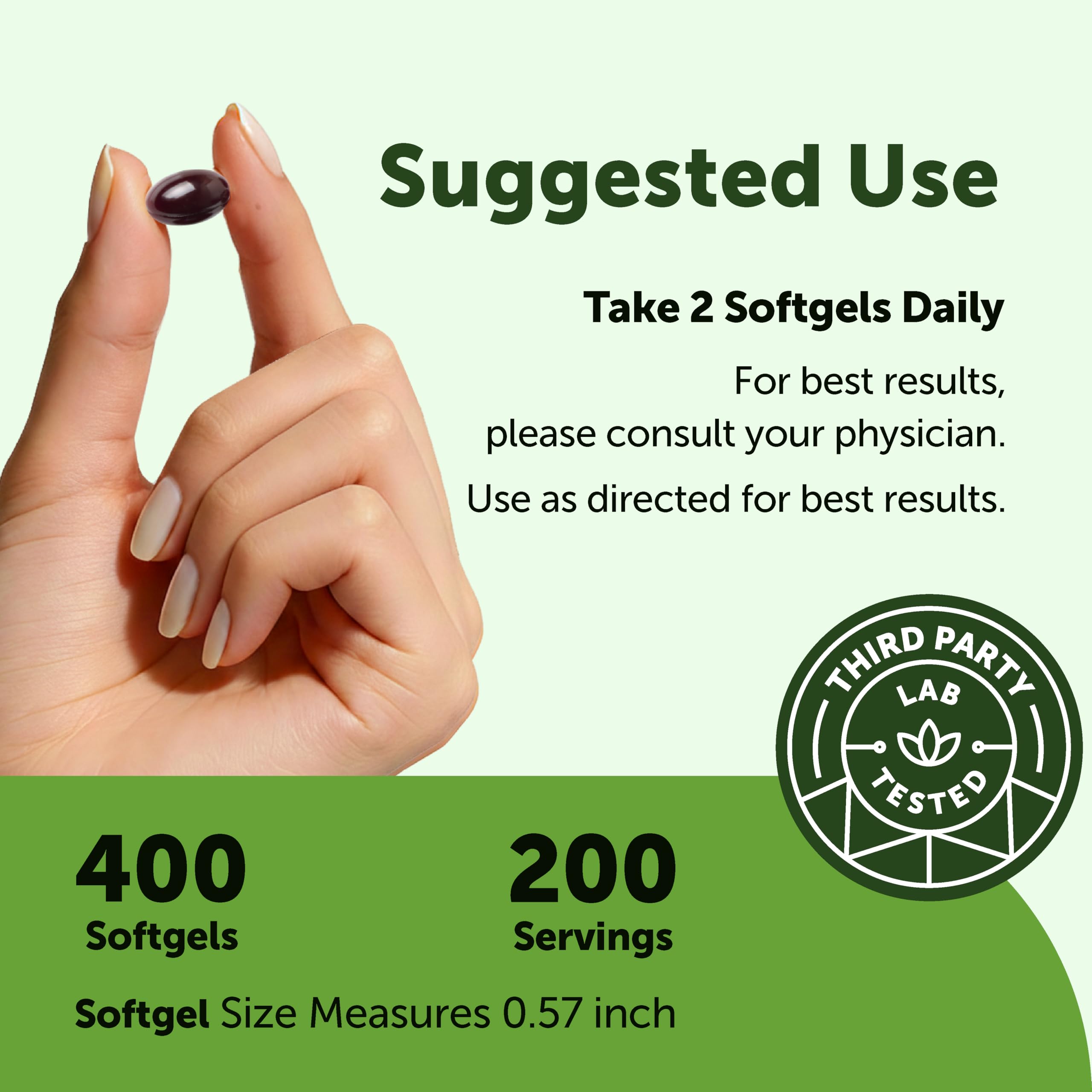 Micro Ingredients bolsa abierta con 400 softgels, gran cantidad para meses