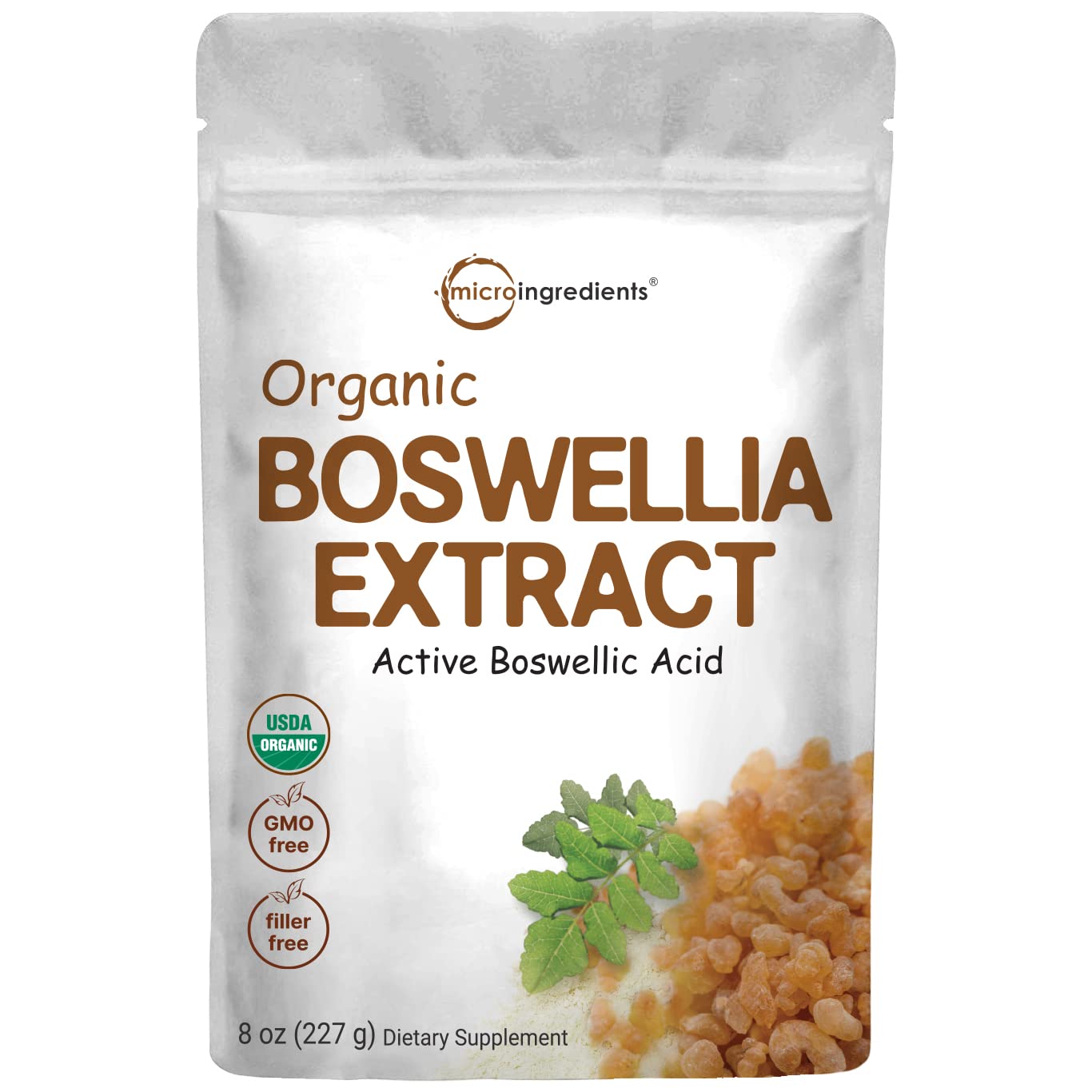 Micro Ingredients frente del empaque mostrando bote orgánico y beneficio de pureza