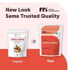 Micro Ingredients polvo de camu camu mezclado en batido saludable, aporta sabor cítrico natural