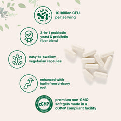 Micro Ingredients cápsula abierta con polvo de inulina y probiótico visible