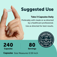 Micro Ingredients cápsulas en mano para comparar tamaño y dosis diaria sencilla