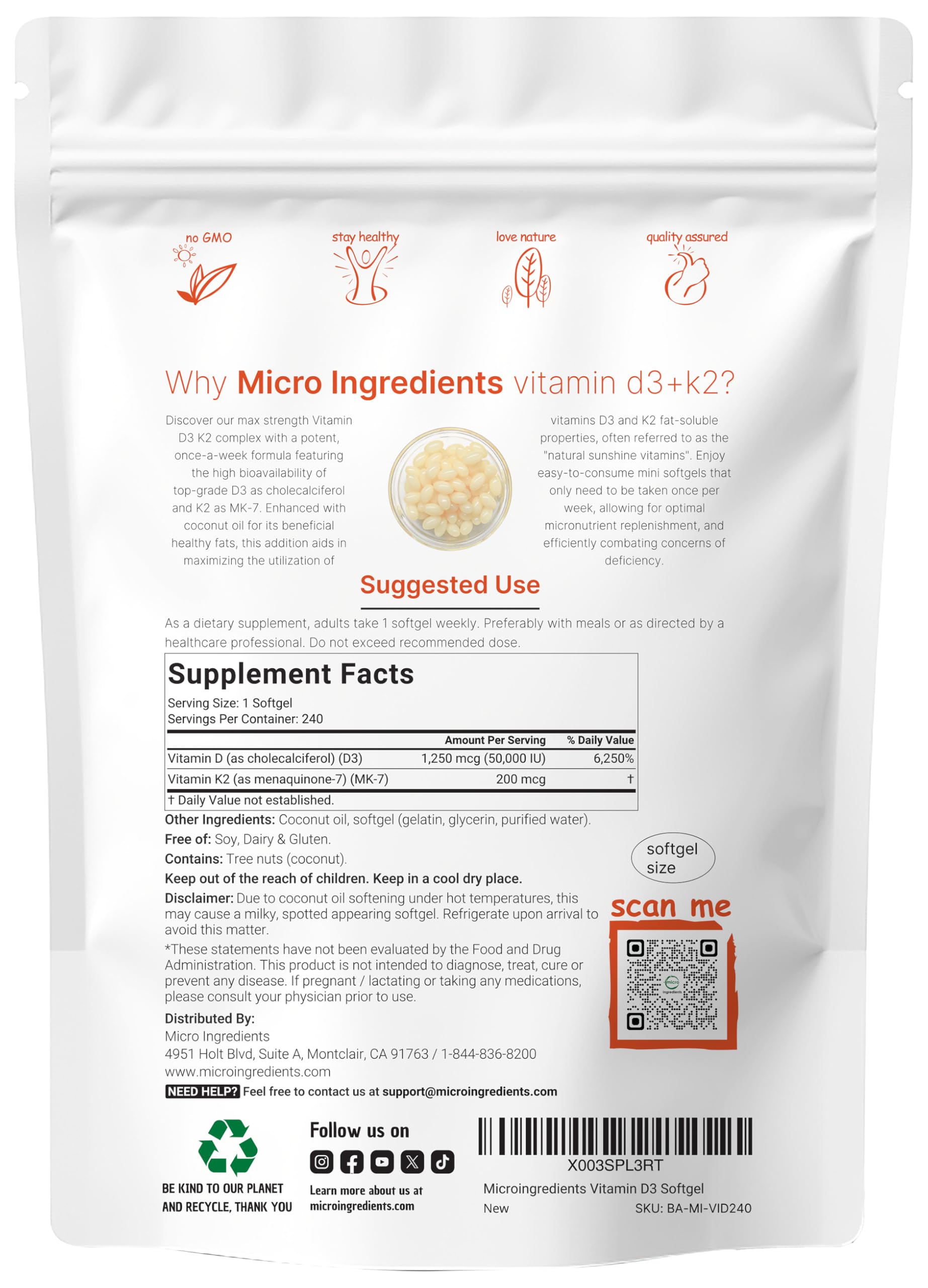 Micro Ingredients primer plano de softgel brillante que muestra textura y pureza