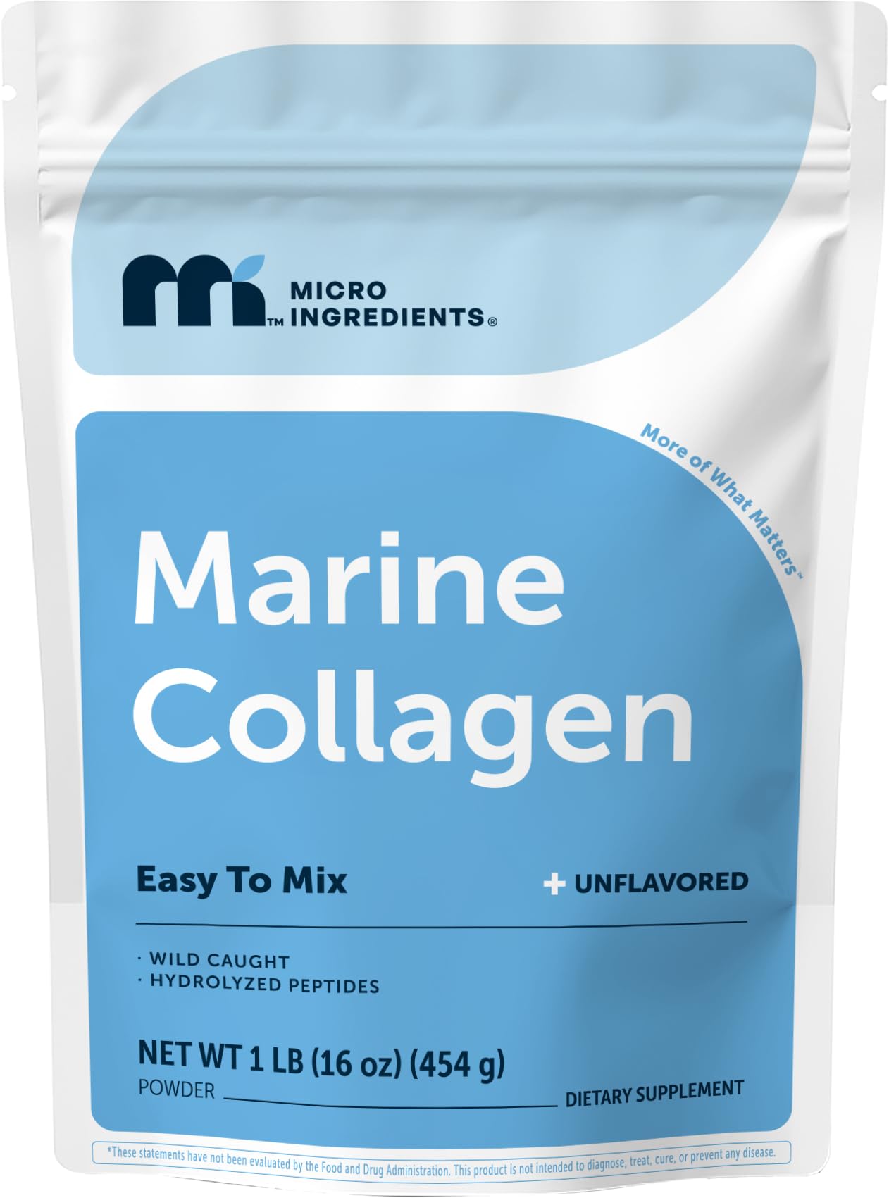 Micro Ingredients empaque frontal del colágeno marino, presentación clara y práctica