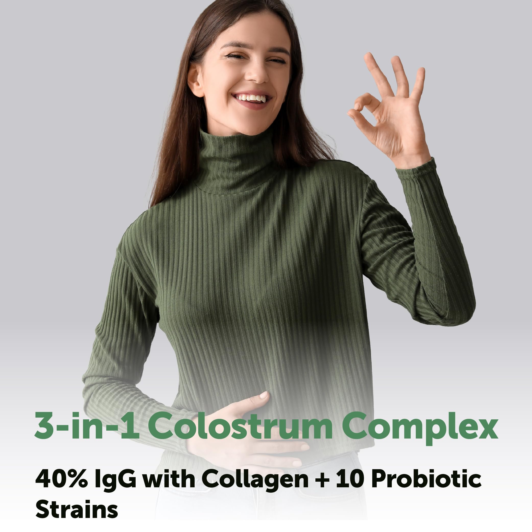 Micro Ingredients ilustración de colostro, colágeno y probióticos, fórmula combinada