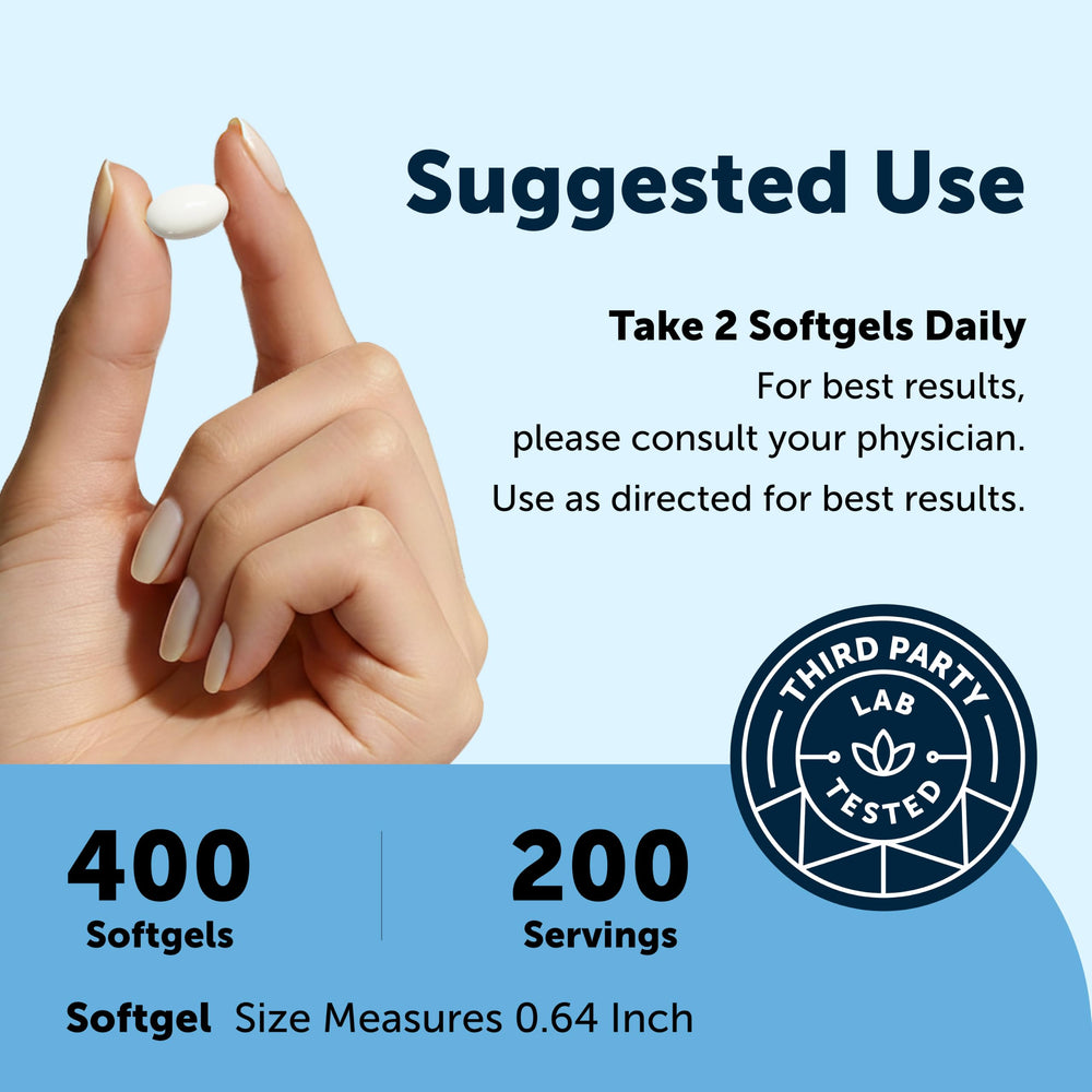Micro Ingredients softgel en mano mostrando tamaño y facilidad de deglución