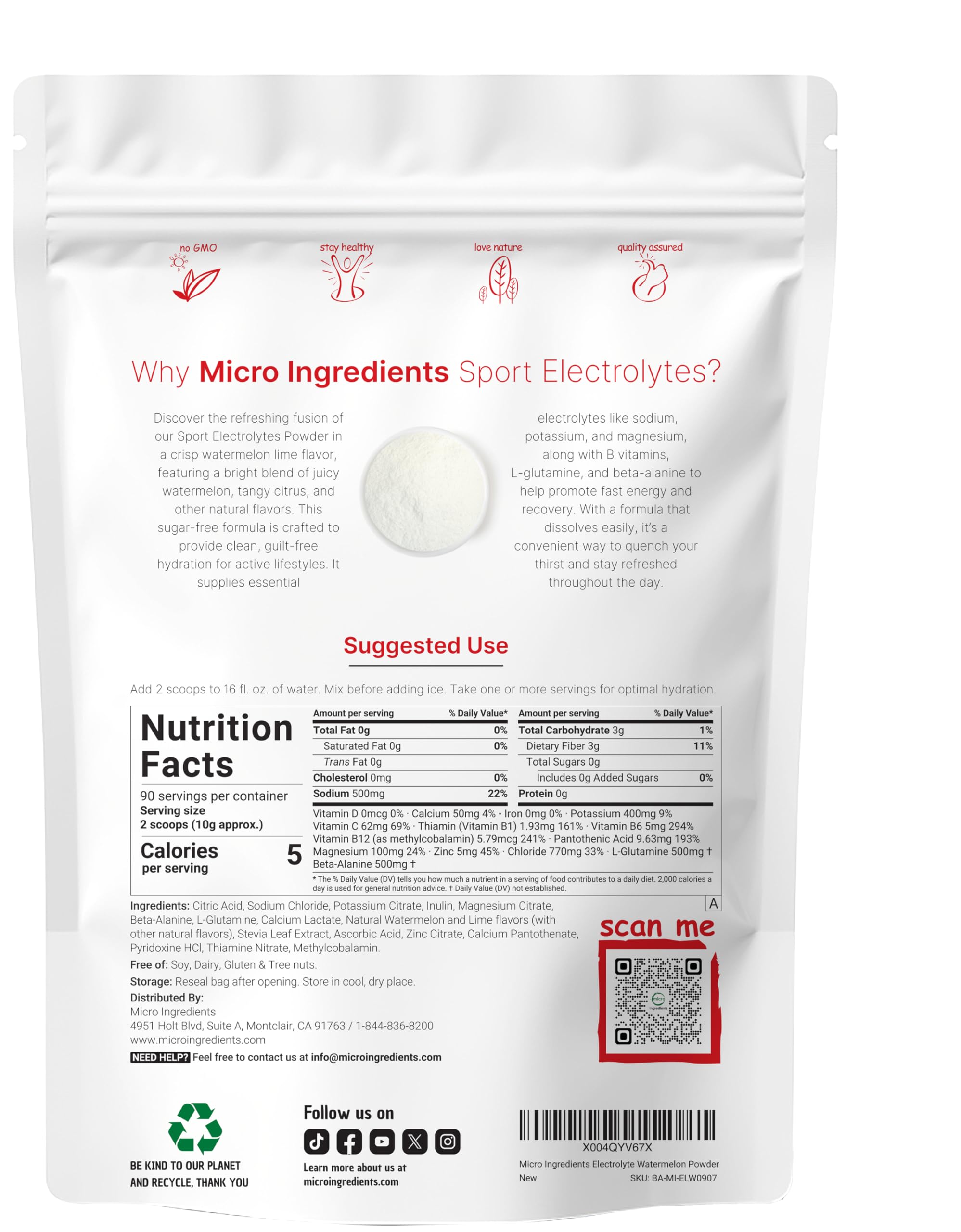 Micro Ingredients detalle del polvo y textura fina, mezcla fácil de disolver