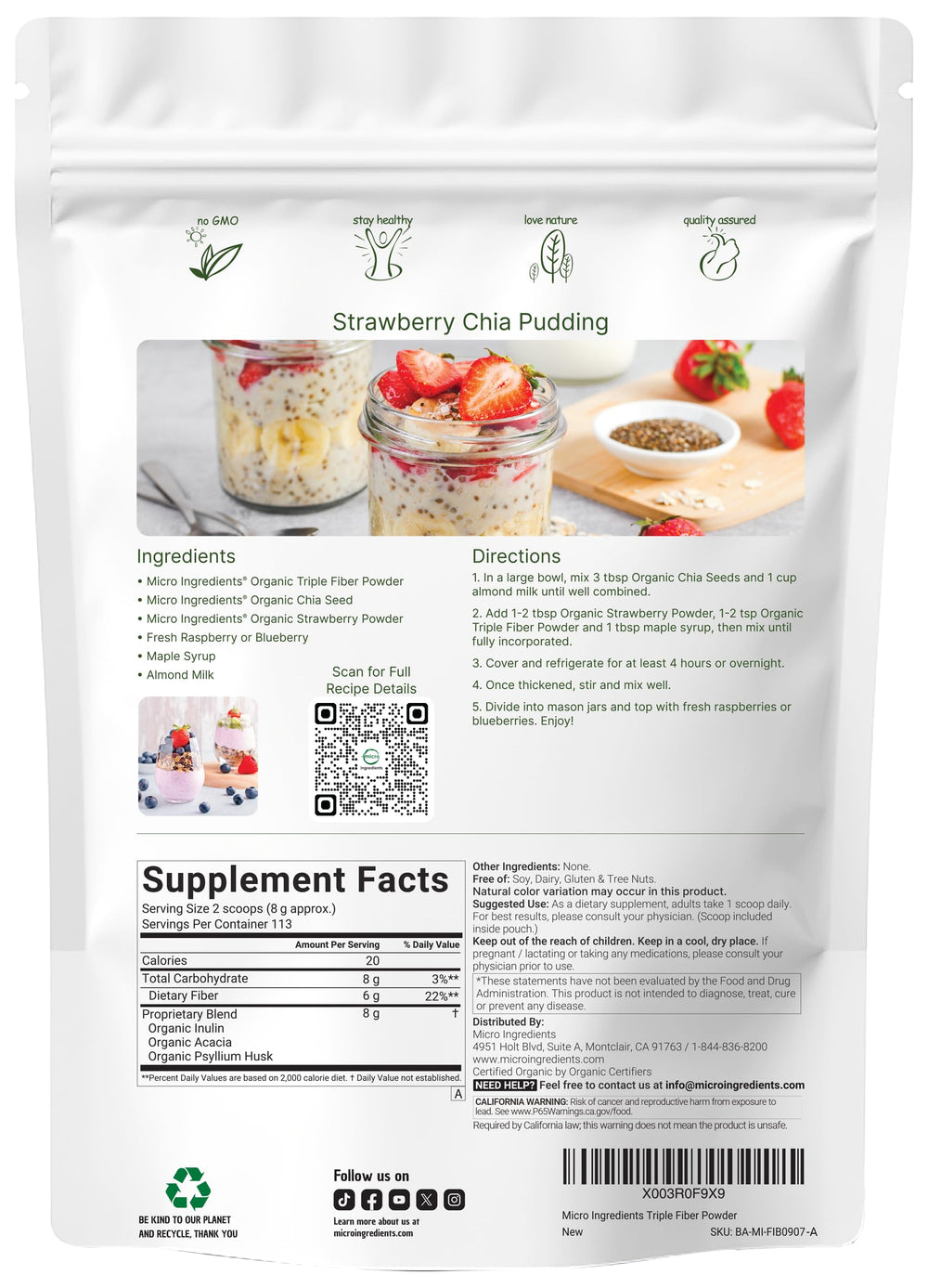 Micro Ingredients primer plano de la textura del polvo, fácil disolución y mezcla