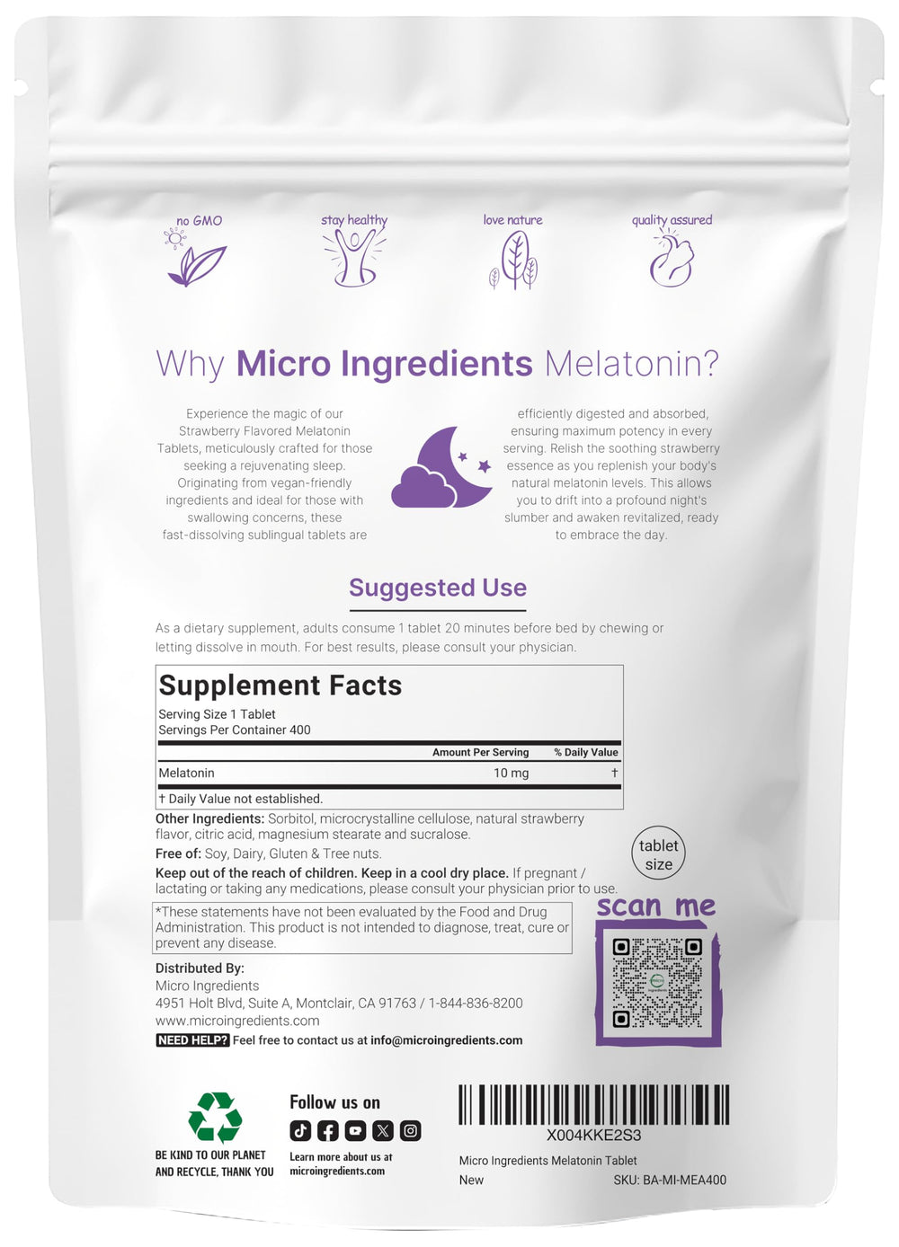 Micro Ingredients primer plano de la textura de la tableta, fácil disolución