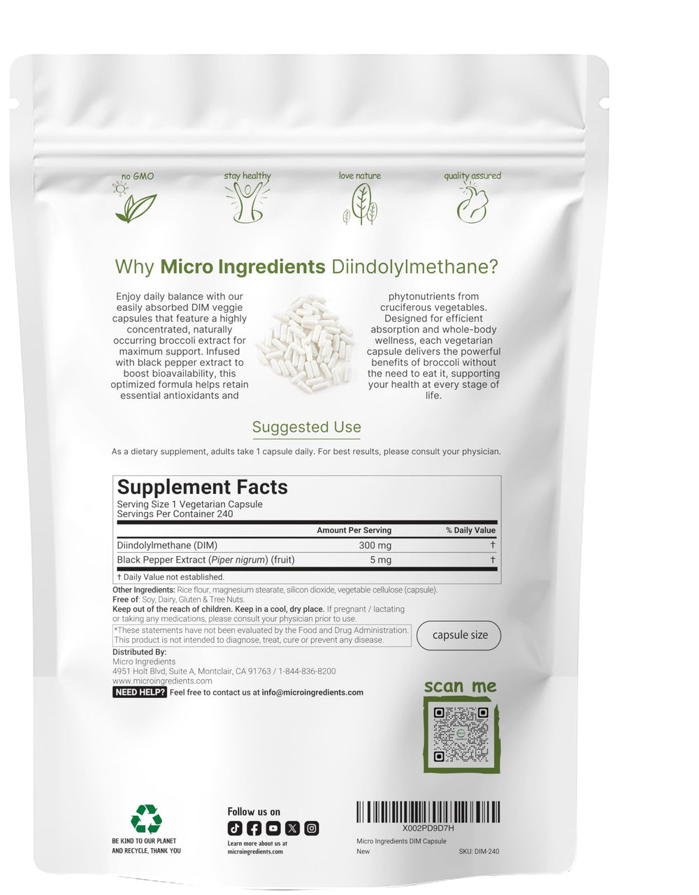 Micro Ingredients detalle de las cápsulas vegetales y su textura para fácil ingesta