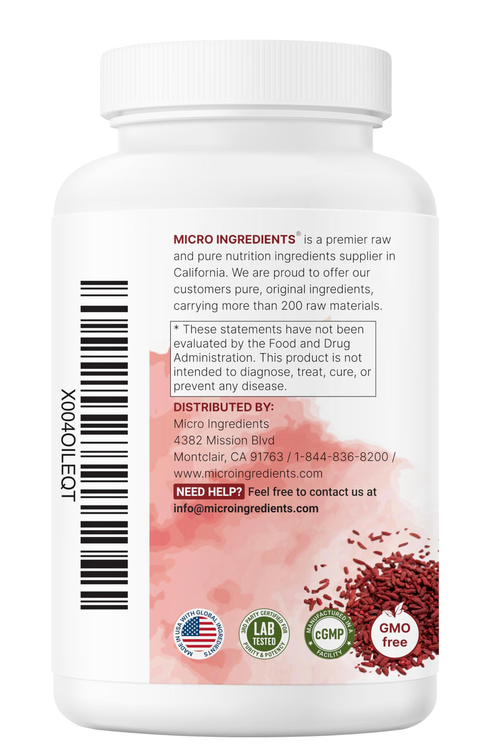 Micro Ingredients envase abierto con cápsulas múltiples, destaca cantidad y uso continuado