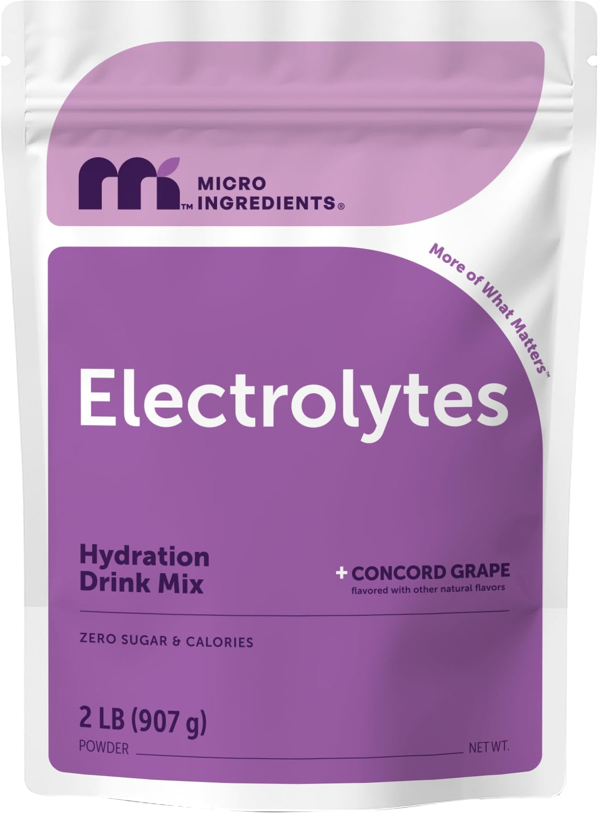 Micro Ingredients envase frontal mostrando 2 lb y sabor uva concord, práctico y duradero