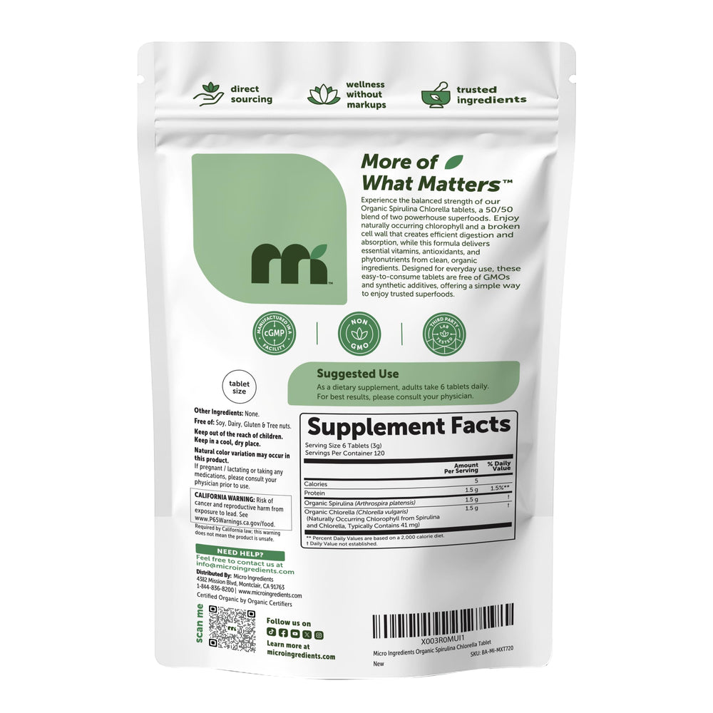 Micro Ingredients etiqueta nutricional en primer plano destacando ingredientes y pruebas