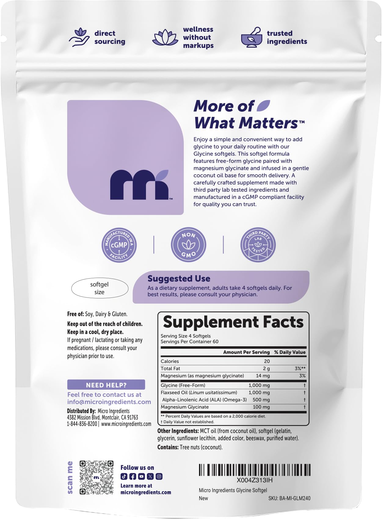 Micro Ingredients etiqueta de ingredientes, transparencia y calidad del producto