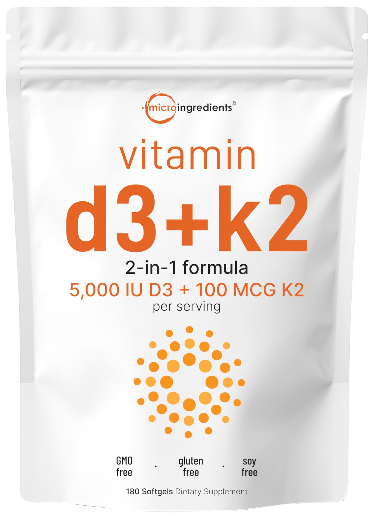 Micro Ingredients frasco de 180 softgels mostrando el envase y beneficios prácticos