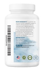 Micro Ingredients frasco abierto con cápsulas sobre mesa organizada