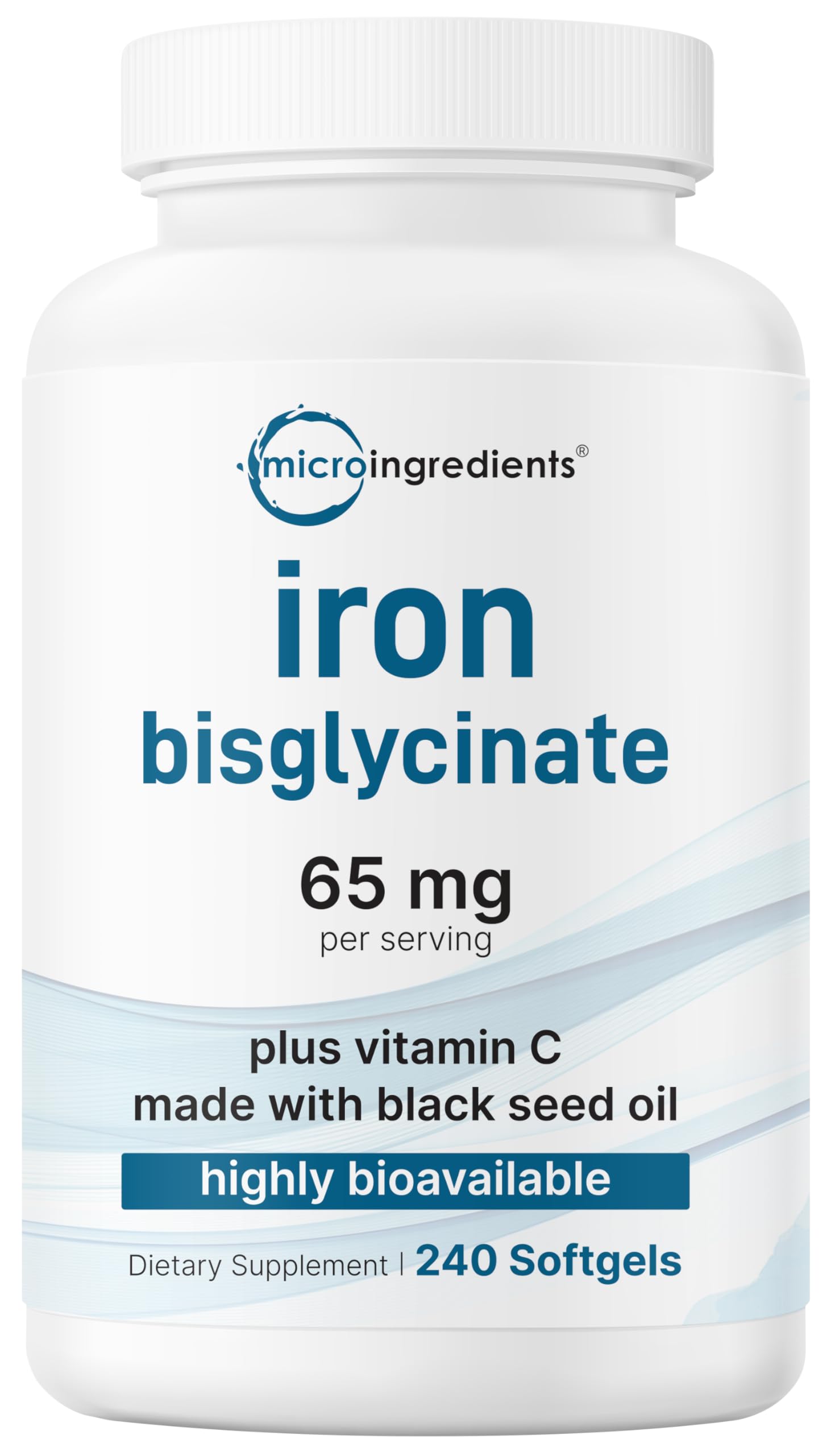 Micro Ingredients frasco frontal mostrando la etiqueta y cantidad 240 softgels