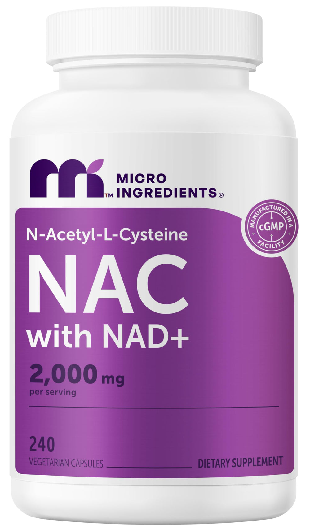 Micro Ingredients frasco frontal mostrando la etiqueta y beneficio de combinación