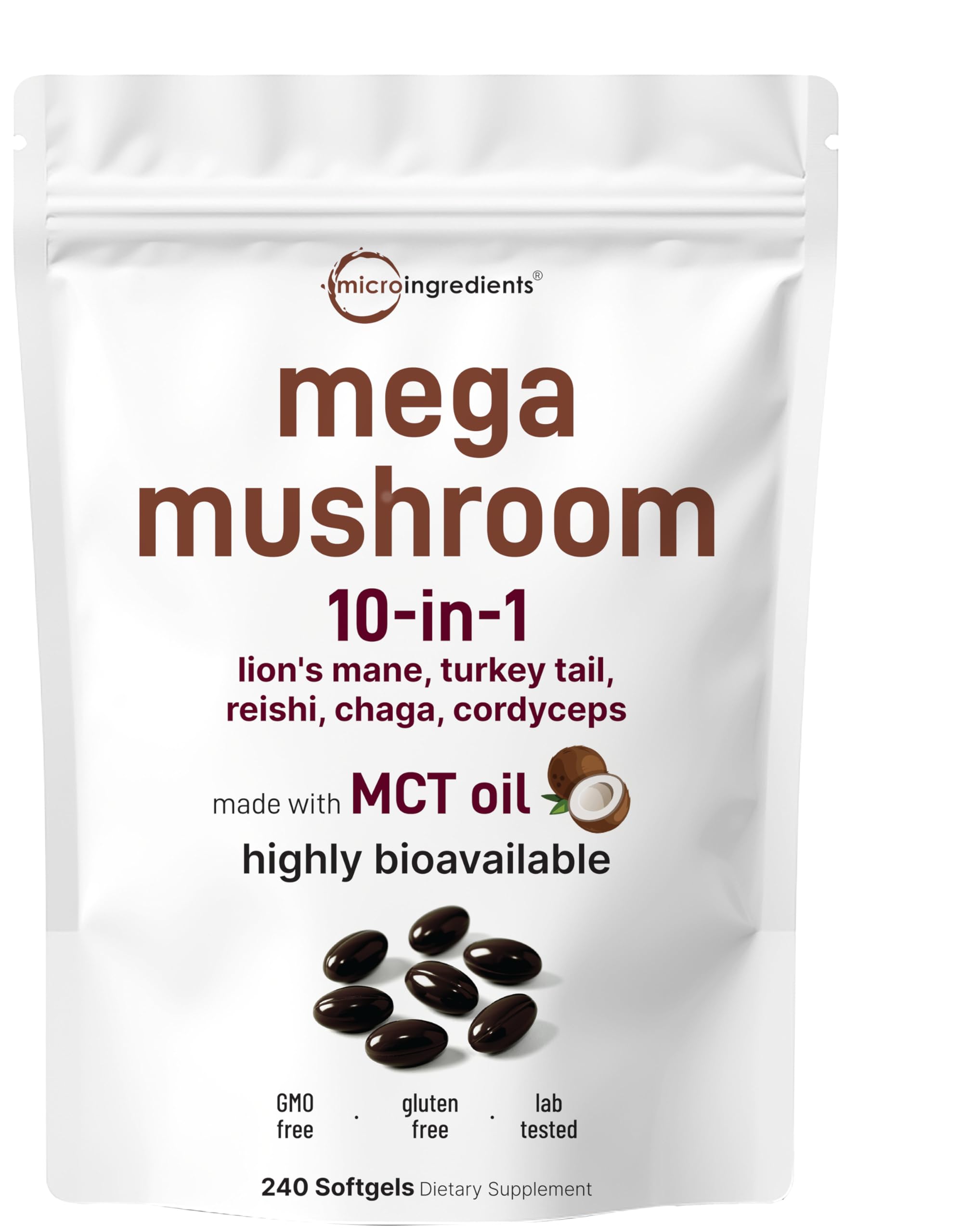 Micro Ingredients frasco frontal mostrando la etiqueta y cantidad, ventaja de suministro prolongado
