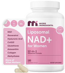 Micro Ingredients frasco frontal mostrando 180 cápsulas vegetales y beneficios de conveniencia