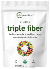 Micro Ingredients empaque frontal mostrando el envase de 2 libras y beneficios orgánicos