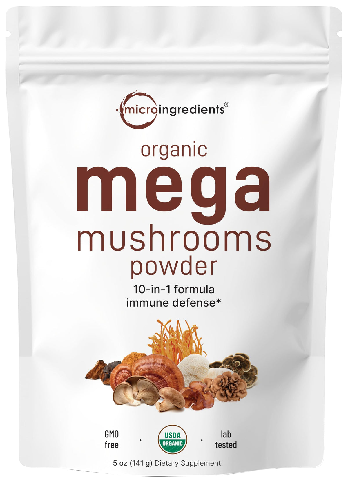 Micro Ingredients frente del empaque mostrando sello USDA Organic y beneficios claros