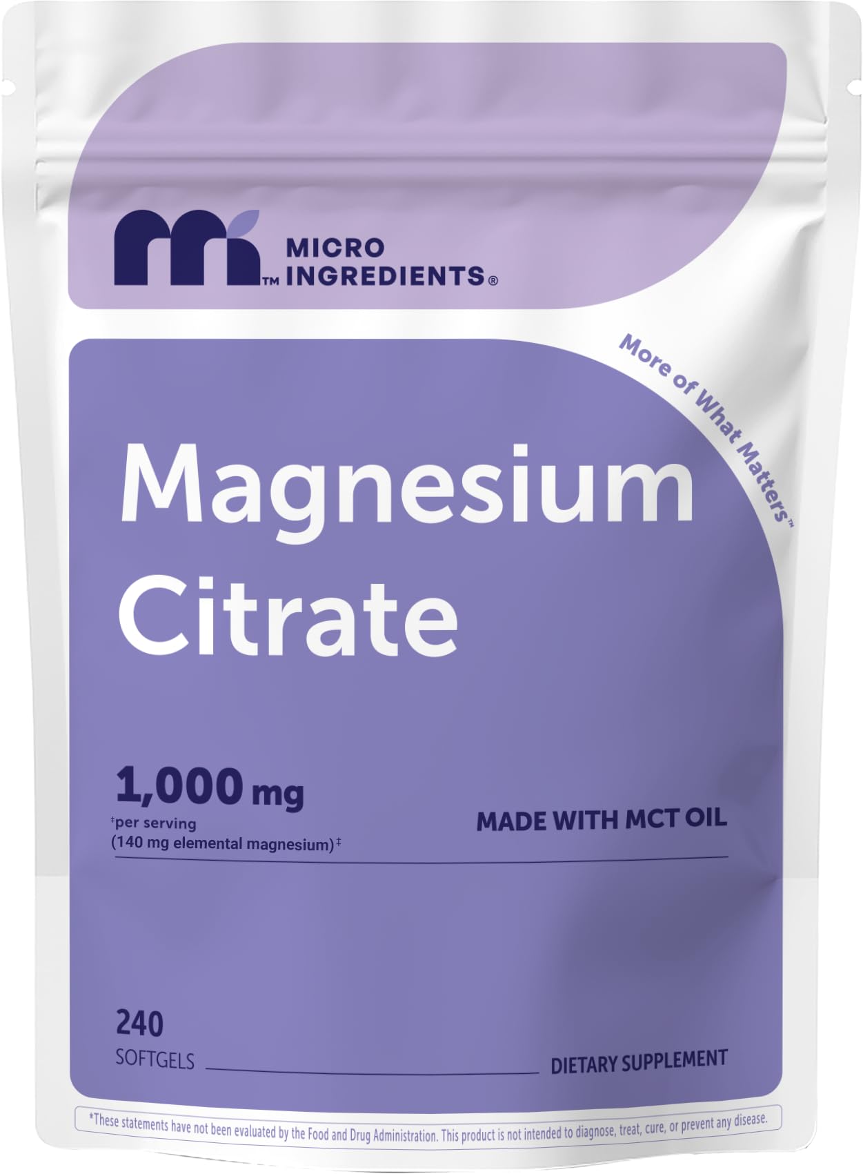 Micro Ingredients frasco frontal mostrando 240 cápsulas y claridad de dosis