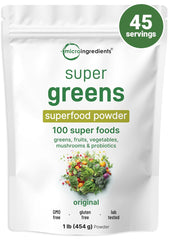 Micro Ingredients envase frontal mostrando 100 superalimentos y formato práctico