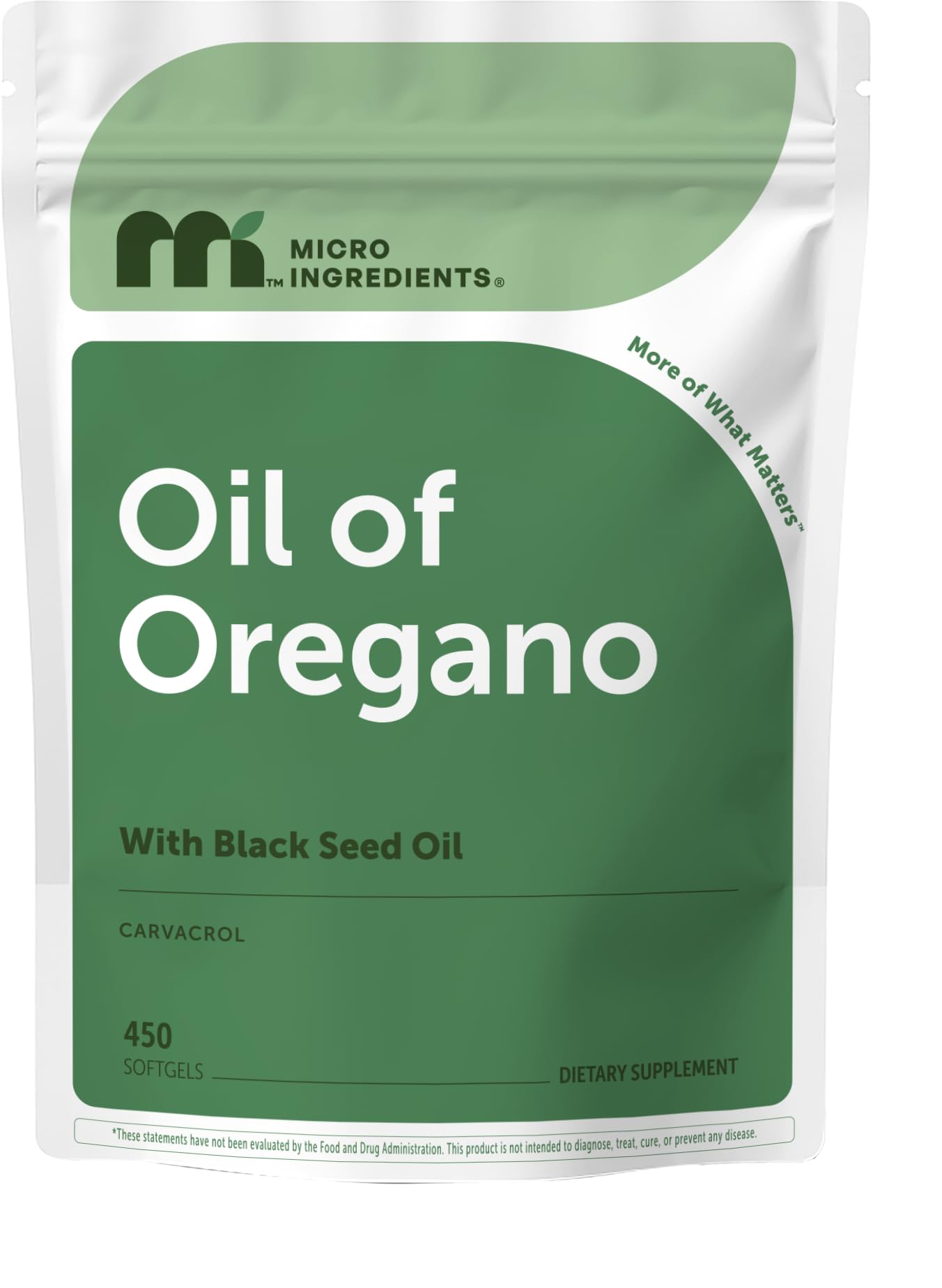 Micro Ingredients frente del paquete mostrando 450 cápsulas y beneficios de conveniencia