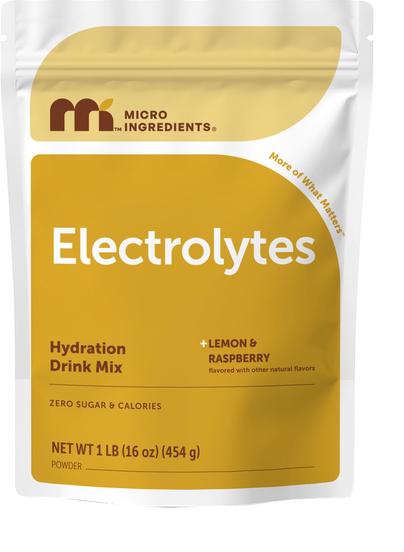 Micro Ingredients envase frontal sabor limón-frambuesa mostrando beneficios de hidratación
