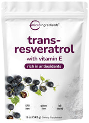 Micro Ingredients vista frontal del envase con resveratrol, presentación clara y confiable