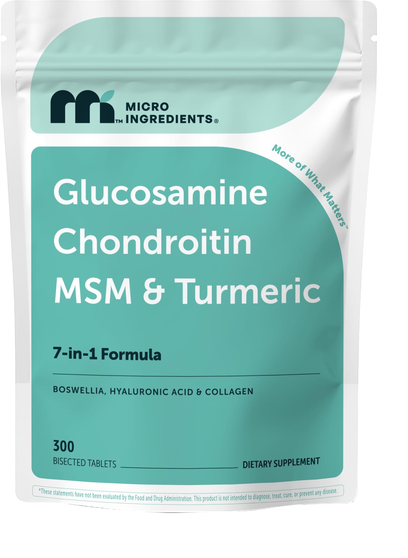 Micro Ingredients envase frontal mostrando glucosamina y condroitina, conveniencia prolongada