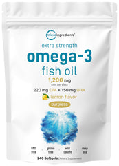 Micro Ingredients frontal del envase mostrando 240 softgels y beneficios claros