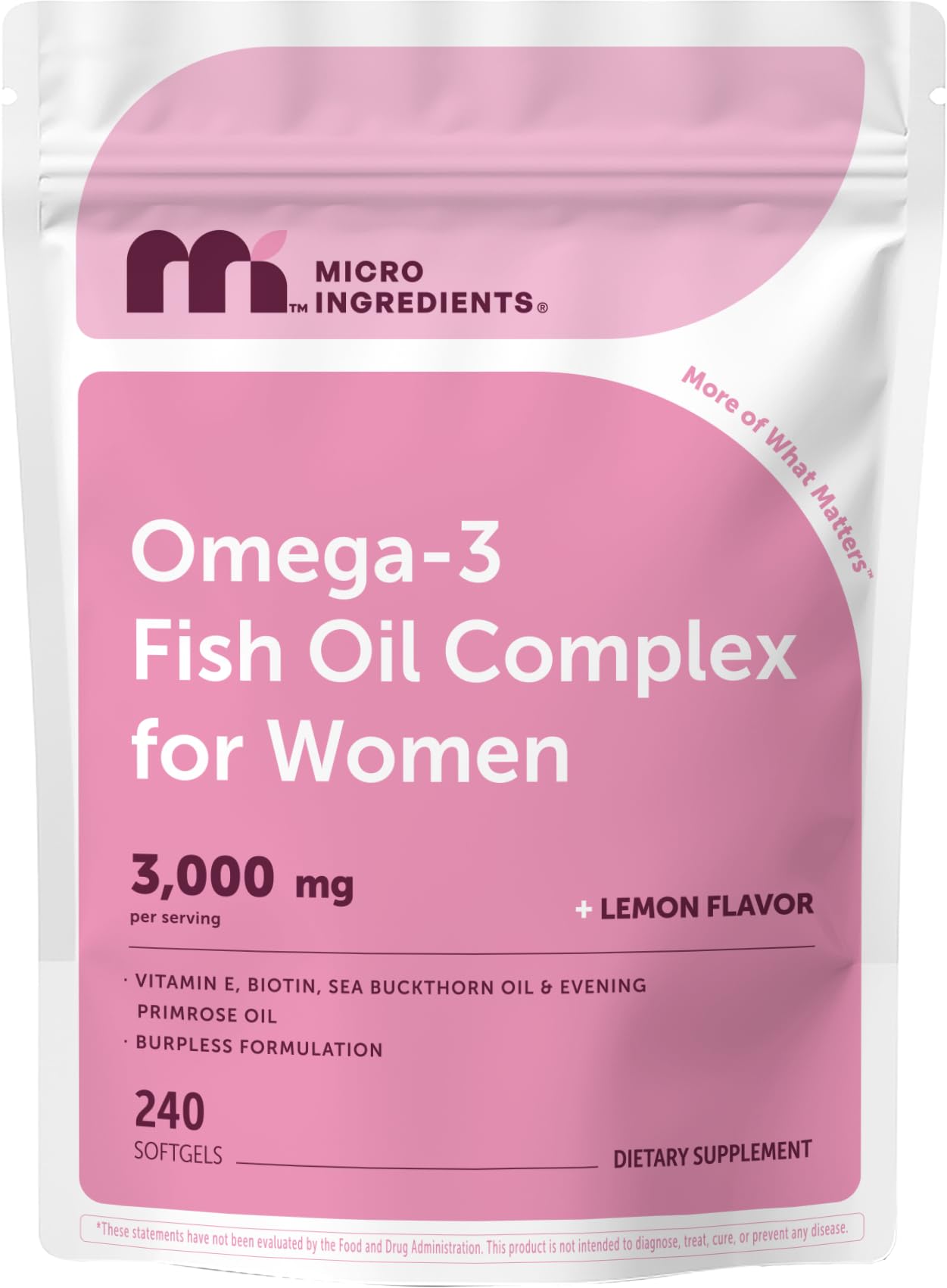 Micro Ingredients presentación frontal del envase mostrando beneficios y cantidad