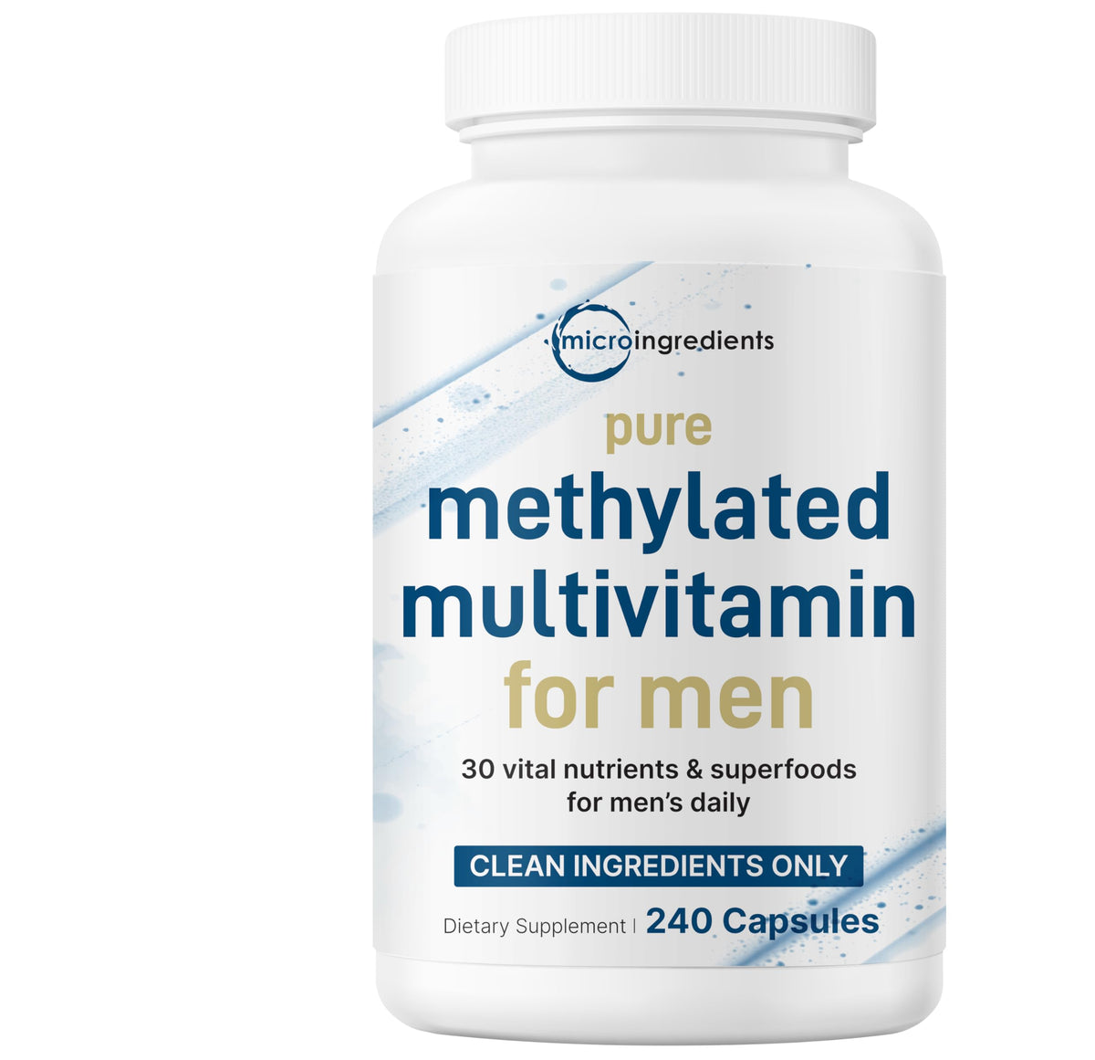 Micro Ingredients envase frontal del multivitamínico para visión rápida de etiqueta y ventajas