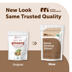 Micro Ingredients primer plano del polvo de ginseng, textura fina para mezclas suaves