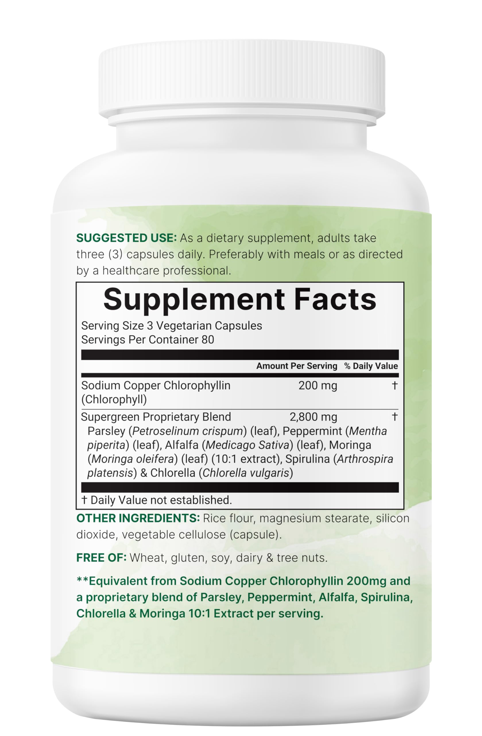 Micro Ingredients montones de spirulina, chlorella y perejil como ingredientes