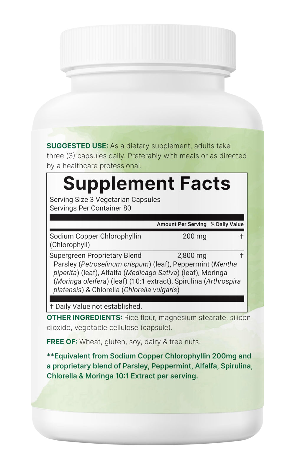 Micro Ingredients montones de spirulina, chlorella y perejil como ingredientes
