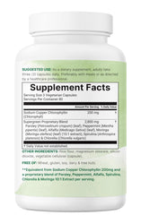 Micro Ingredients montones de spirulina, chlorella y perejil como ingredientes