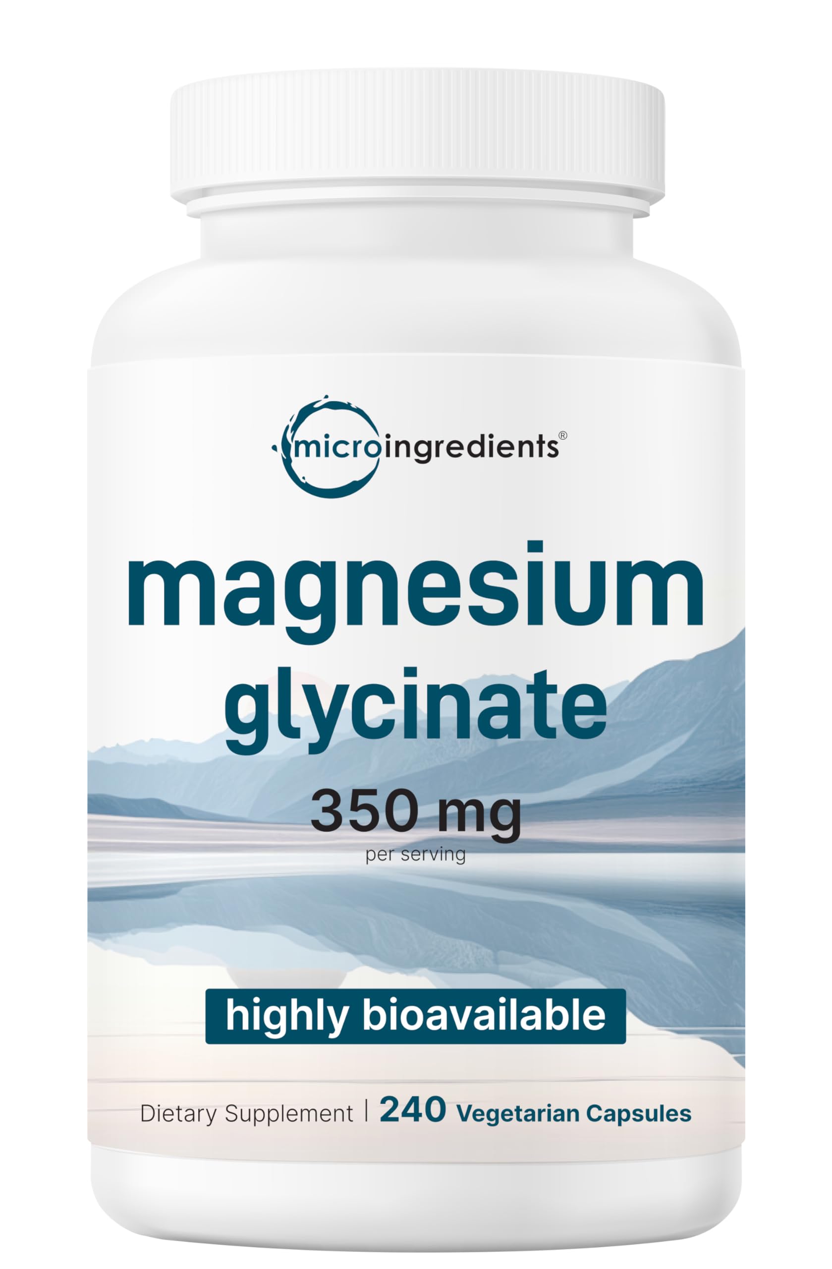 Micro Ingredients envase frontal del magnesio glicinato, presentación clara y profesional