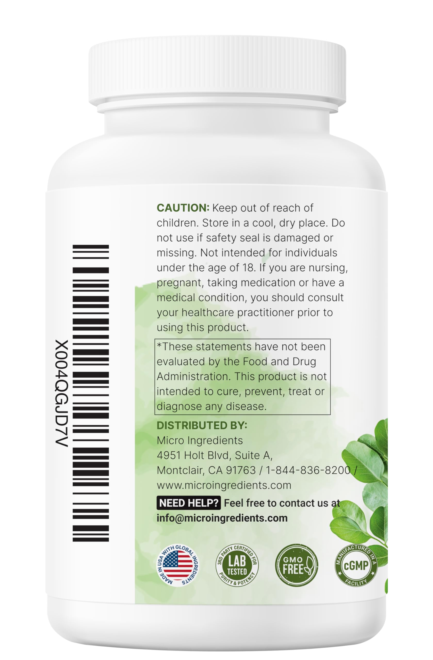 Micro Ingredients certificado de laboratorio externo que respalda pureza